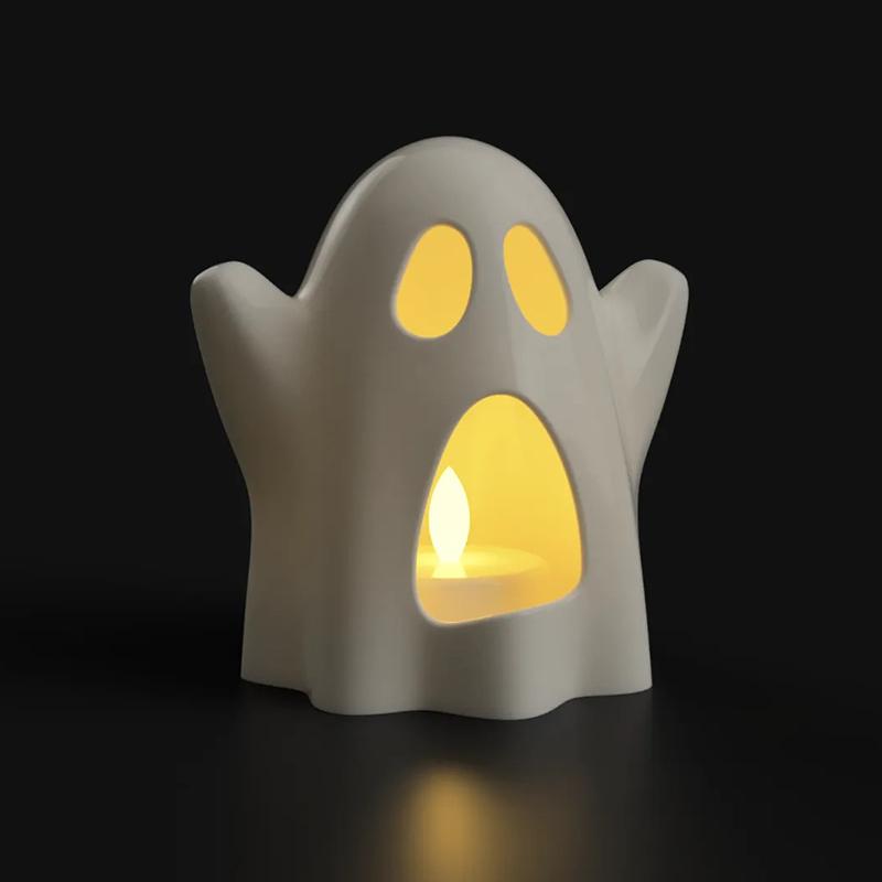 Halloween Cute Ghost Candle Holder 3D Printed Candlestick Night Light Cover Desktop Ornament Halloween Party Decorations