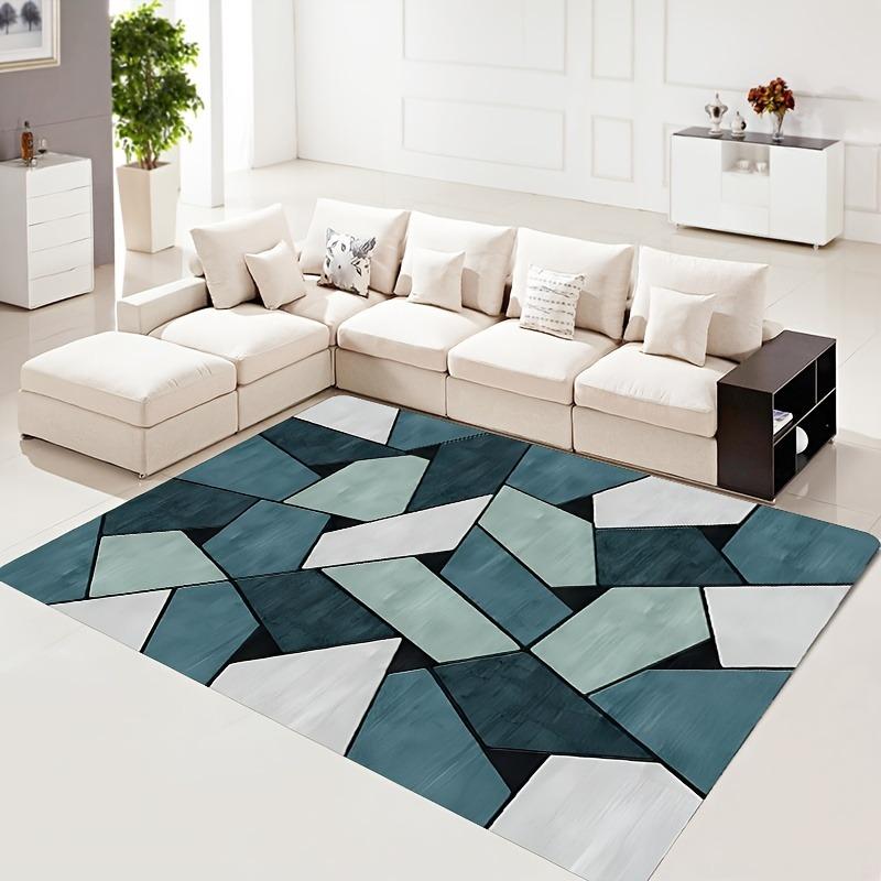 Mosaic Geometric Area Rug Modern Home Floor Carpet for Living Room Guest House Dorm Indoor Ornament for Christmas Interior