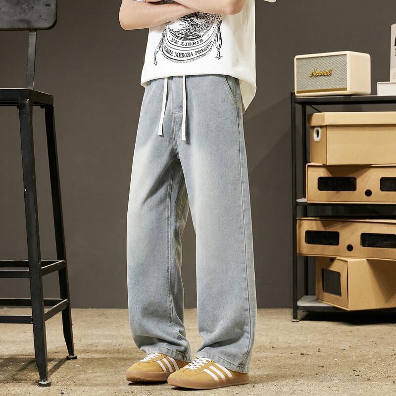 Men's Retro Washed Loose Straight Jeans