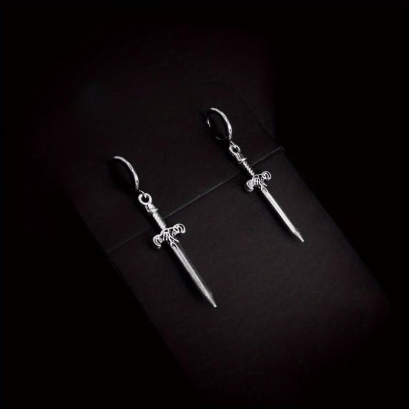 Personality Design Punk Goth Style Sword Drop Dangle Earrings For Men New Trend Hip Hop Rock Party Jewelry Y2K Accessories