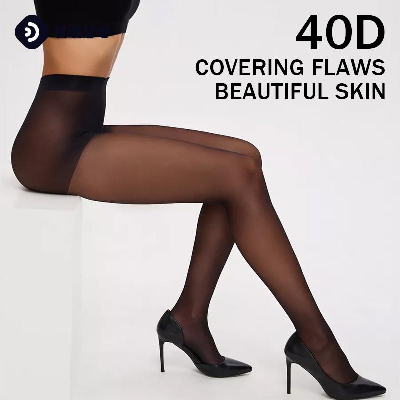 Kave 20/40D Sheer Tights Women Stocking Nylon Control Top Black Nude Tights With Reinforced Toes Basic Thin Pantyhose Streetwear