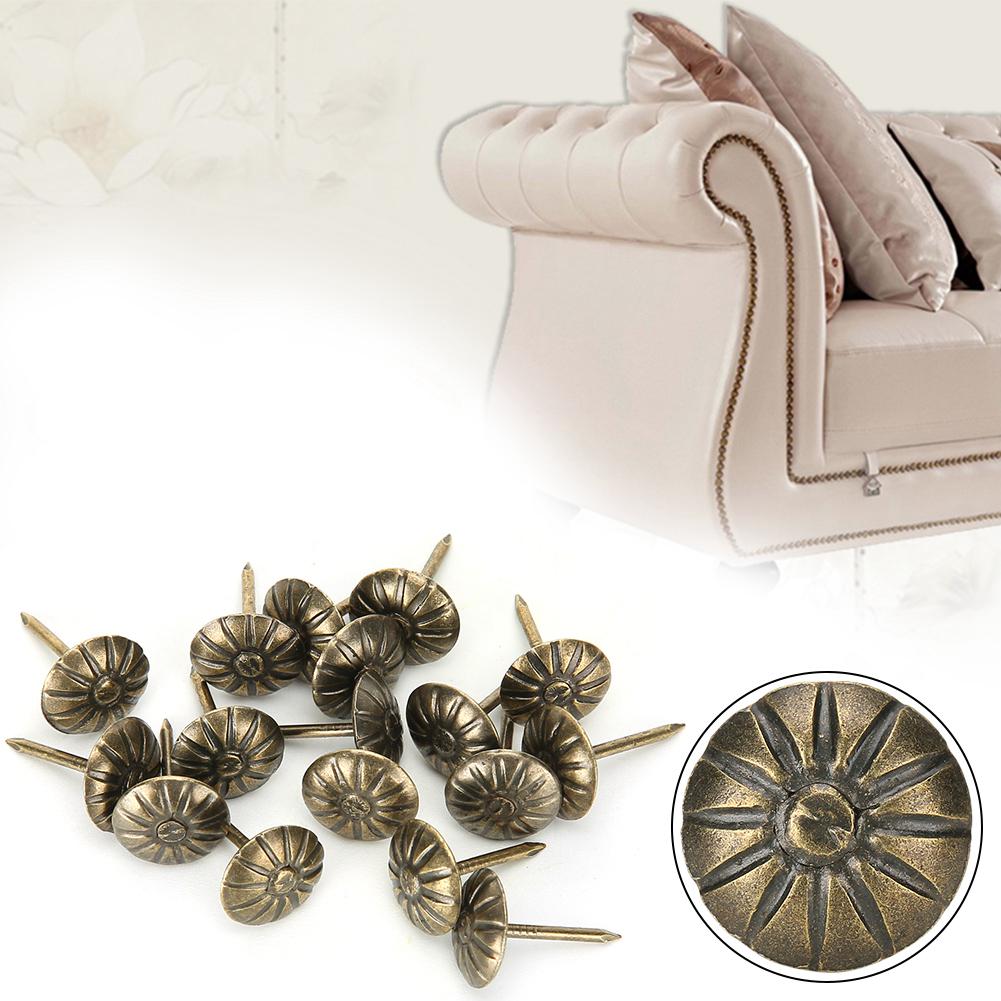 500 Adet 11 x 16mm Baloncuklu Çivi Krizantem Desenli Retro Bronz Demir Kanepe Sabit Dekorasyon