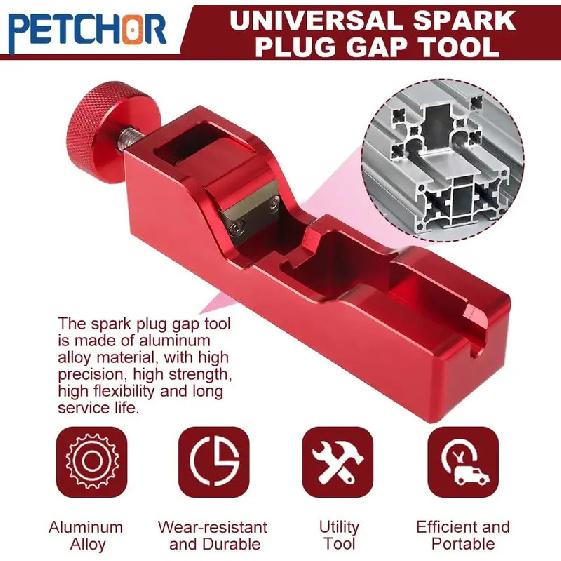 Universal Spark Plug Gap Tool with Feeler Gauge Spark Plug Gapping Gapper Kit for Most 10/12/14/16mm Spark Plugs Red
