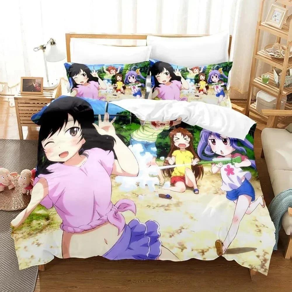 3D Print Anime Non Non Biyori Bedding Set Printed Bed Set With Pillowcase Bed Duvet Cover Soft Queen King Size Bedclothes Home