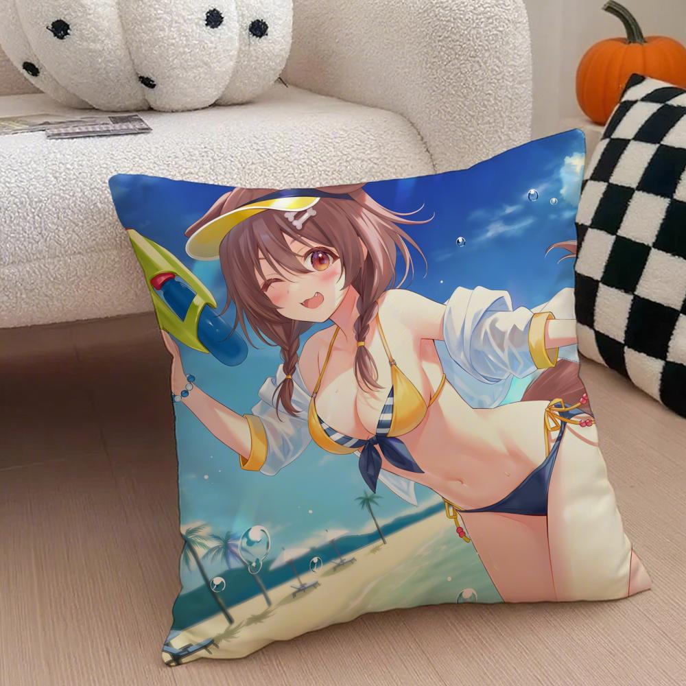 Playful Cute Japanese VTuber IINUGAMI KORONE Cushion Cover Throw Pillow Cover Hidden Button Durable Polyester Chair Cushion
