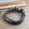 Men's Leather Cuban Chain Style Bangle Stainless Steel Braided Magnetic Buckle Punk Bracelet Homme Hand Accessories Jewelry Gift