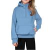Children's Relaxed Fit Half-Zip Sweatshirt Fleece-Lined Girls' Solid Color Hooded Sweatshirt