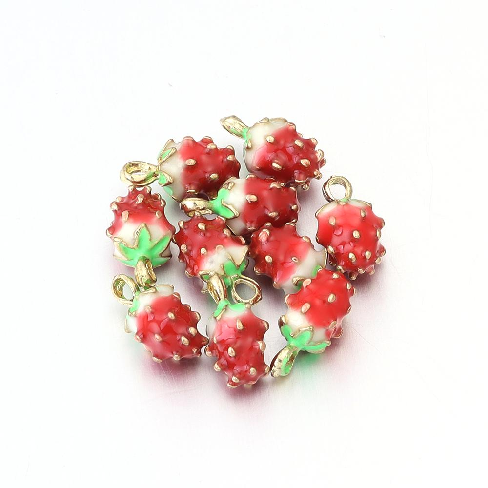 10Pcs/lot Fruit Series Alloy Charms Pendant Avocado Strawberry Shape Fashion Pendant DIY Earrings Necklaces Jewelry Accessories