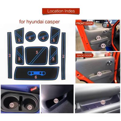 For Hyundai Casper 2025 2025 Anti-Slip Gate Slot Cup Mat Non-Slip Door Pad Coasters Car Interior Accessories