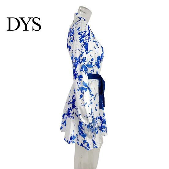 Slim Waist Dress Spring Fall Lady Women with Lace-up Tie Lapel V Neck Colorblock A-line Color Matching Coat Style Long Sleeves Commuting Business Mini