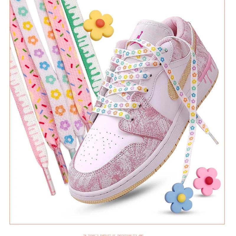 Colorful Mandarin Duck Powder Green Shoe Laces Af1 Ice Cream Shoelaces for Sneakers Flowing Shoelace Flower Ins Shoes Strings