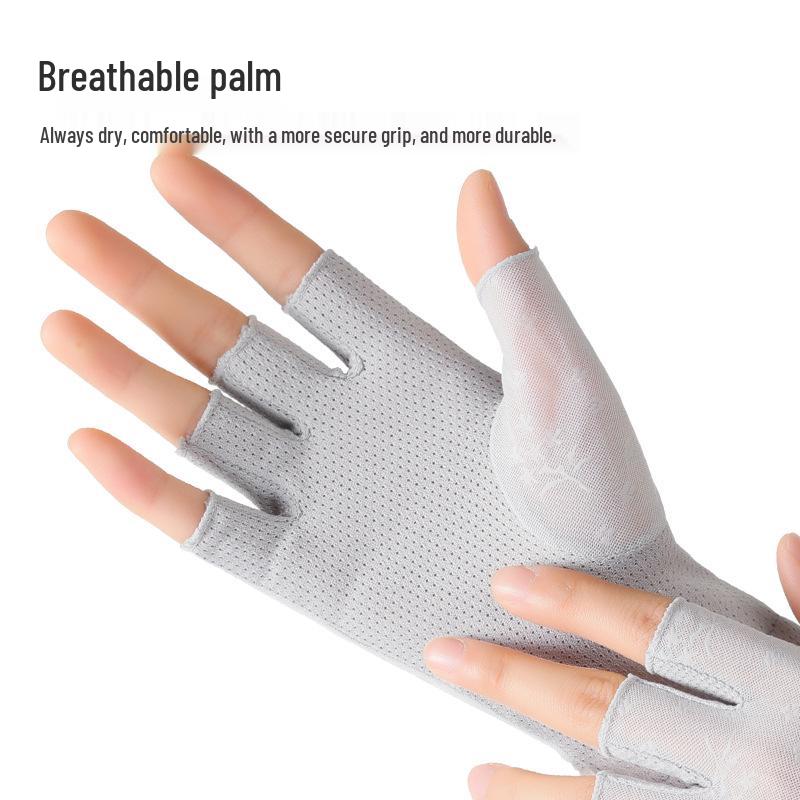 Summer Lace Half-Finger UV Protection Gloves - Breathable Sun Protection for Ladies, Driving, and Cycling.