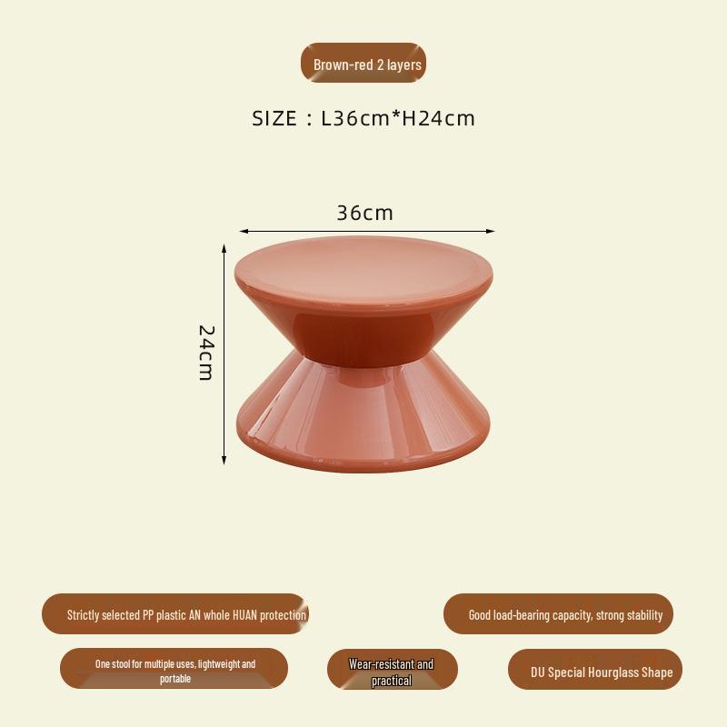 Nordic Hourglass Living Room Bench - Creative Plastic Bedside Stool for Small Apartments, Simple Shoe Changing Seat, Entrance or Household Use.