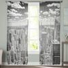Grey New York City Sheer Voile Curtains Window Treatment for Kitchen Living Room Bedroom Decoration Modern Tulle Curtains