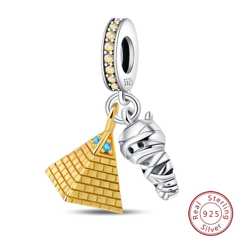 Copper Golden Series Star Moon Pyramid Sunflower Charms Beads Fit Qikaola Original Bracelet Luxury Diy Jewelry Gift