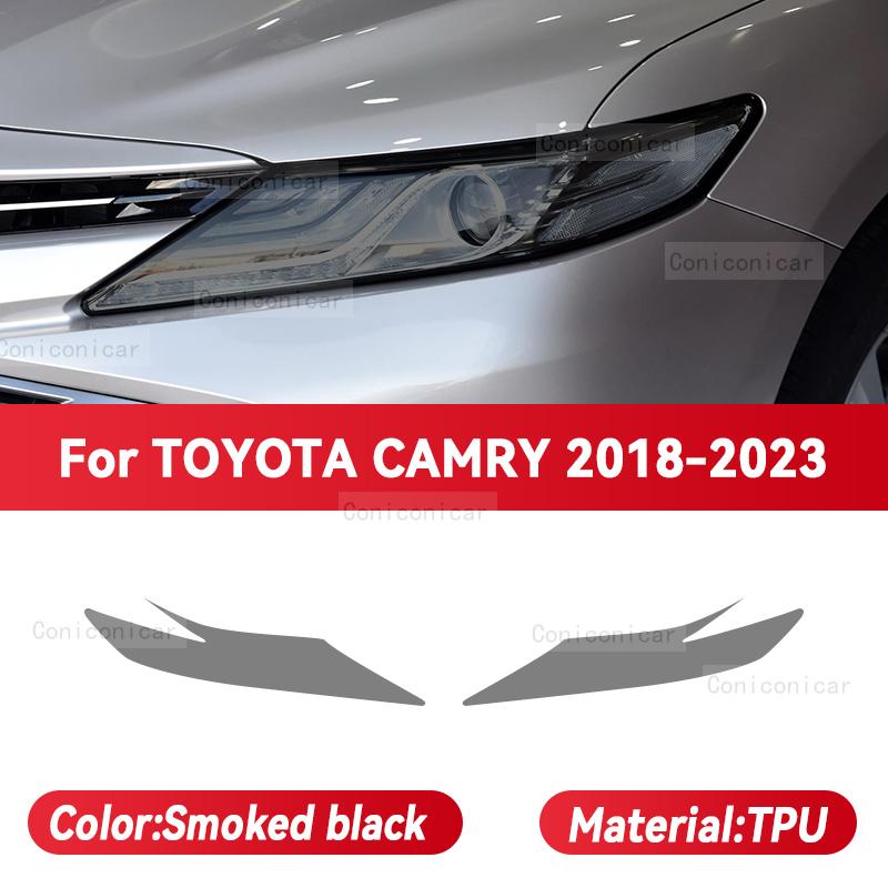 

For TOYOTA CAMRY 2018-2023 Car Headlight Smoked Black TPU Protective Film Front Light Tint Change Color Sticker Accessories Smoked black