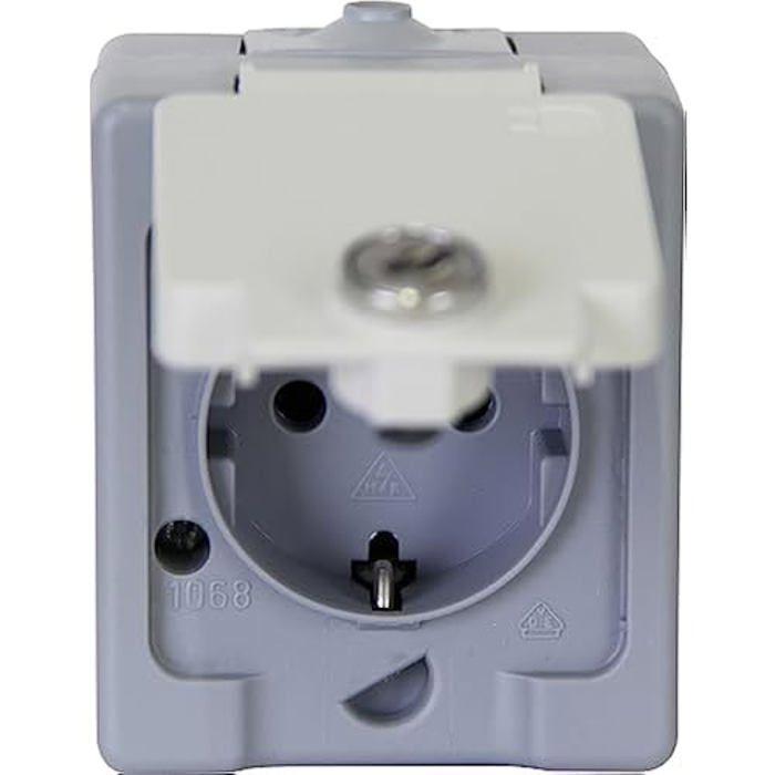 Simple Earth Socket - Kopp - 105648002 - Ip44 - Surface Mounting - Grey with Lock