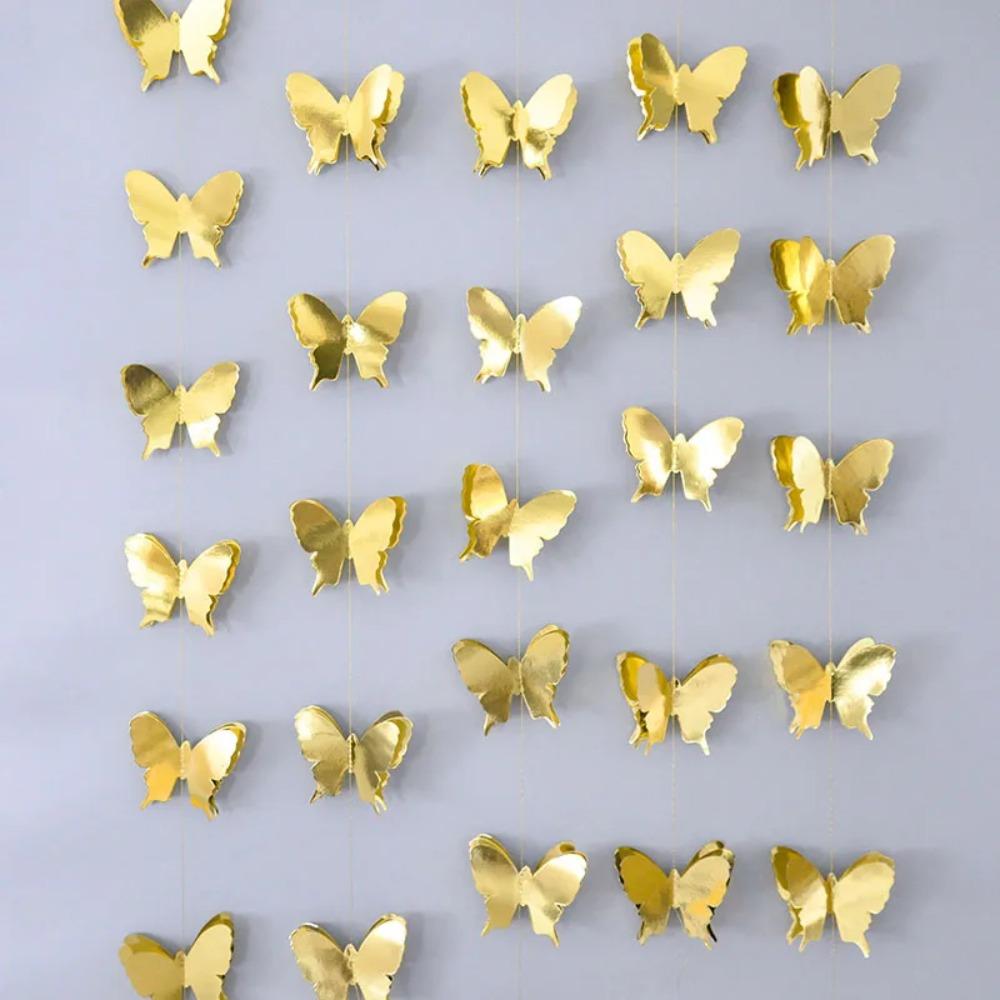 2m 3D Butterfly Paper Banner DIY Party Hanging Decoration  Wedding Birthday