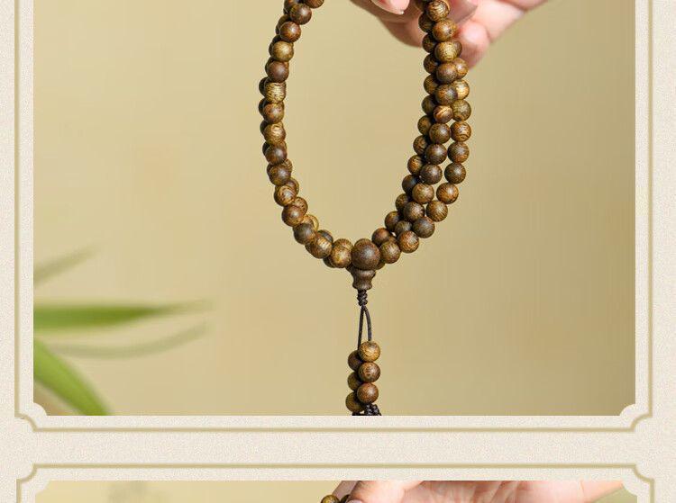 Hainan Yingge Green Qinan Agarwood Buddhist Beads Bracelet - Unisex Style, Five Fen Chen Beads, Free SF Express Shipping