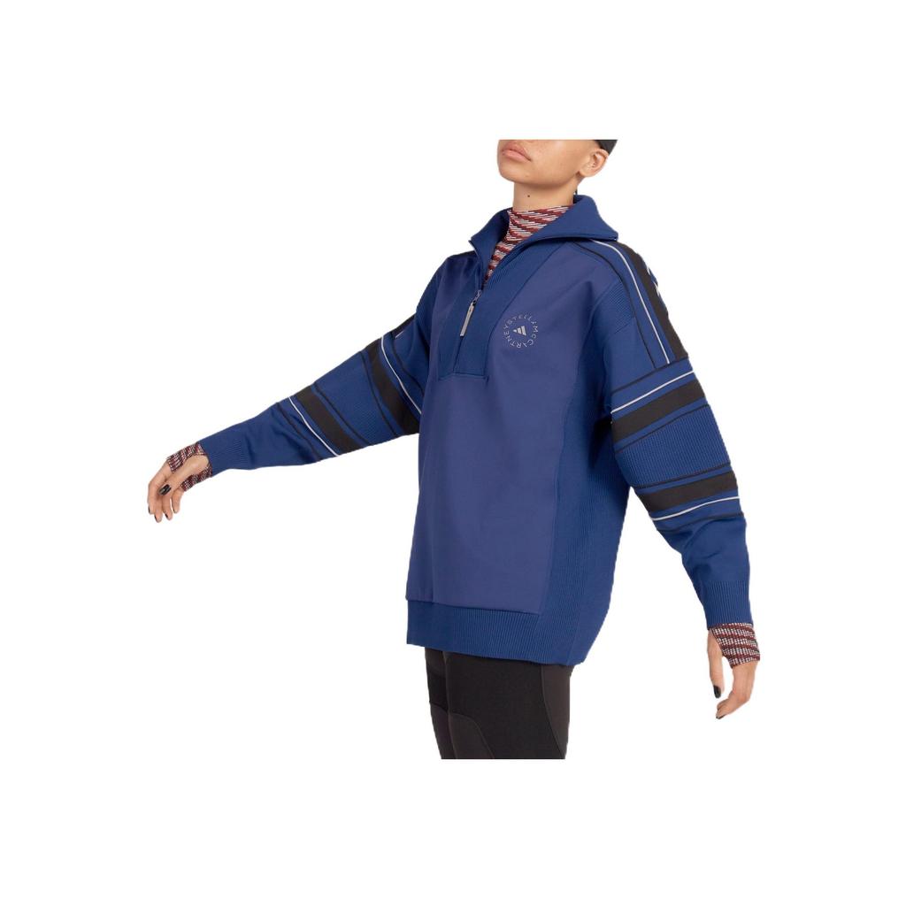 Adidas Print Pattern Long Sleeve Sweatshirt With Collar Women Tops Blue HG1264