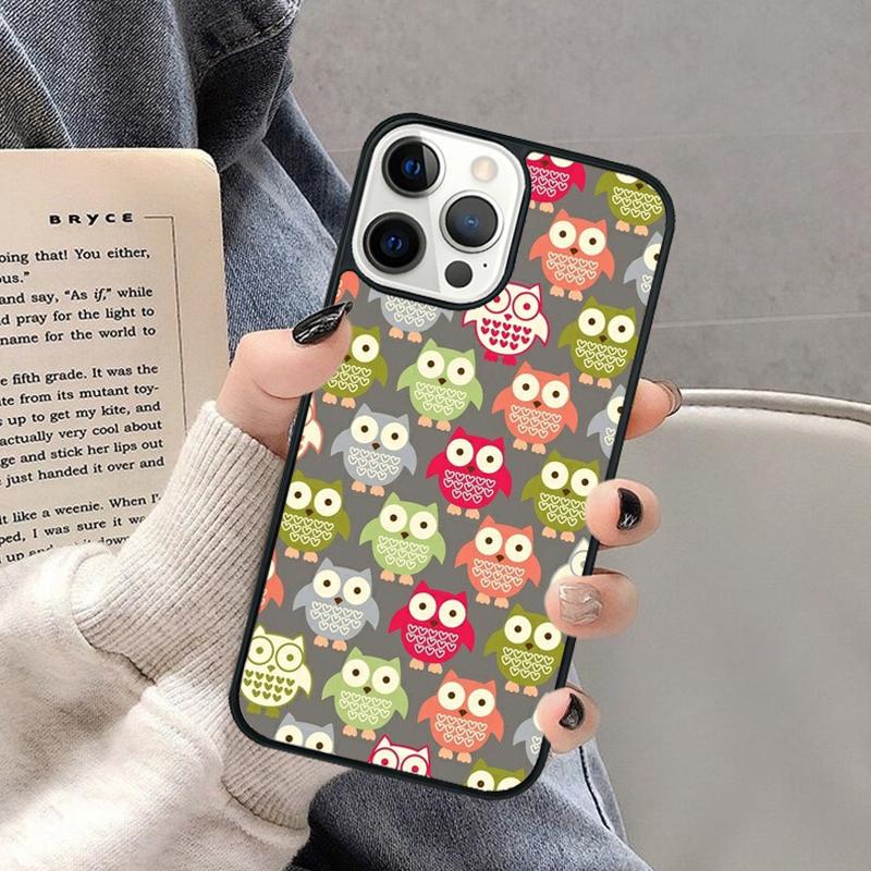Lovely Owl Animal Diy Colorful Phone Case for iPhone 17 Air 16 16e 15 Plus for Apple 13 11 12 14 Pro Max Cover Coque