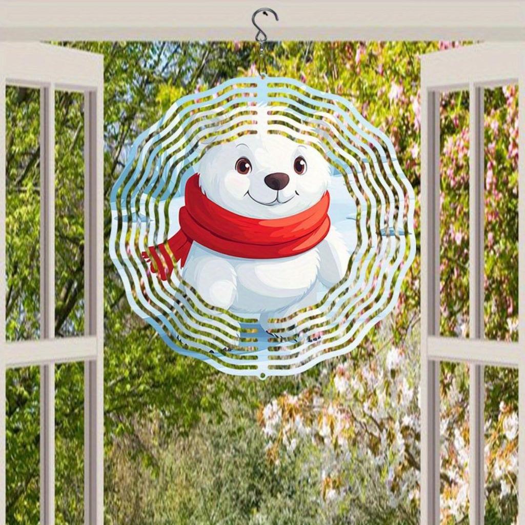 Classic Glacier Polar Bear Hanging Wind Chime 3D Kinetic Outdoor Decor for Garden Perfect Gift for Women Mom Grandma Wife Durable Bright Colors