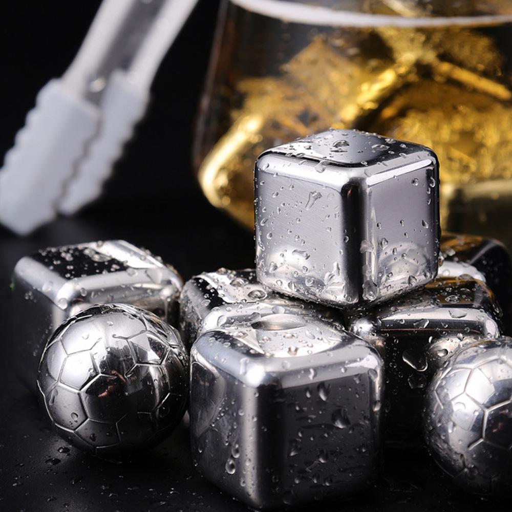 4-teiliges Set aus Edelstahl-Eiswürfeln, wiederverwendbare Kühlsteine für Whisky, Wein, Weinkühlungswürfel, Chilling Rock, Party-Bar-Tool
