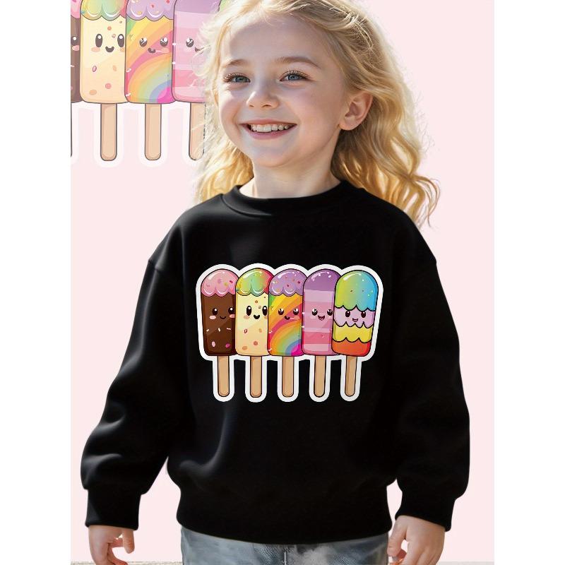 Adorable Ice Cream Popsicle Sweatshirt for : A Vibrant Long Sleeve Crewneck Pullover - Cozy Casual Top Featuring Cute Graphics for Toddlers