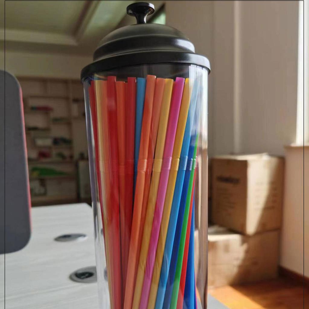 Plastic Drinking Straw Dispenser with Lid for Easy Storage Practical Clear Straw Holder Container Kitchen Accessories