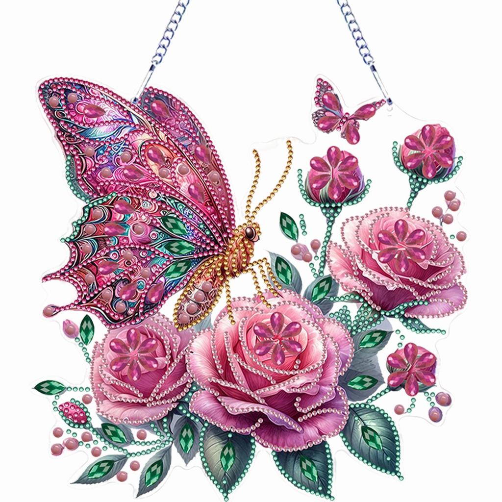 Diamond Art Window Pendants Double Sided Special Shaped Cute Animal Rhinestone 5D DIY Diamond Art Hanging Decor for Adults