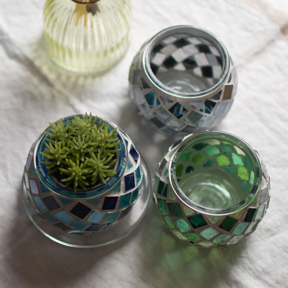 Stylowa mozaika szklana Kaleido okrągła kwiat rozmiar mała doniczka, czarna, 2,5,