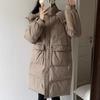Pink Down Jacket Women's Winter New Medium and Long Loose Popular Thickened Popular White Duck Down Jacket