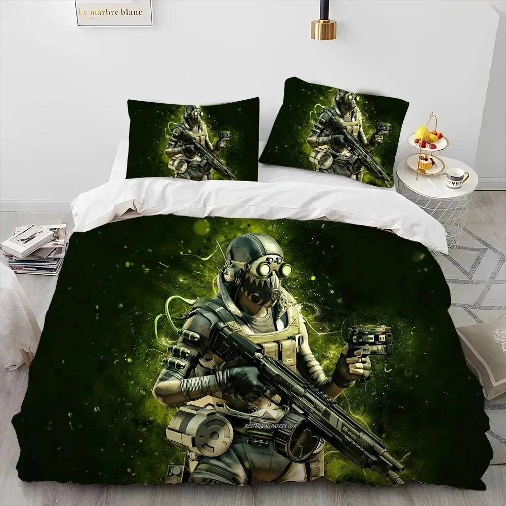 A-Apex Legends Game Gamer Cartoon Bedding Set Printed Bed Set With Pillowcase Bed Duvet Cover Soft Single Double Queen King Size