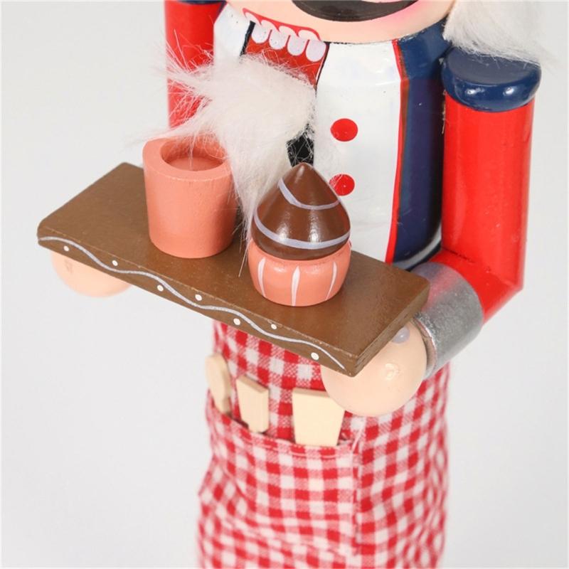 15-calowy Piekarski Drewniany Dziadek do Orzechów Figurka Żołnierza Lalka Dekoracja Świąteczna na Świąteczny Stół Marionetka Świąteczny Dom Biuro