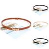 Metal Simple Small Square Buckle Womens Slim Waist Belt For Daily Wear Casual