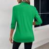 Women's Fashion Casual Lapel Short 3/4 Sleeve Solid Color Shirt Women's V-Neck Button Tops