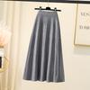 Knitted Skirt for Women Autumn and Winter High Waist Mid Length A-line Pleated Skirt