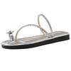 Flat Bottom Set of Toe Small Cool Slippers Women's 2025 New Summer Soft Bottom with Skirt Rhinestones Beautiful Seaside Sandals