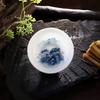Blue and White Porcelain Tea Cups Set - Hand-Painted Landscape 4-Piece 40ml, Gongfu Chinese Tea Tasting Cups, Fine China