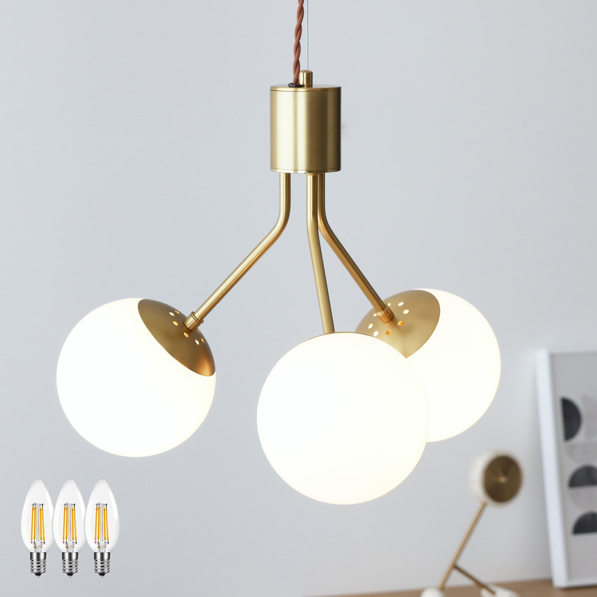 

VENTOTA Modico-P3 Pendant Light, Stylish 3-Light Ceiling Light, Hanging Light for Dining Rooms and Living Rooms, Nordic Style, E17 LED Bulb,