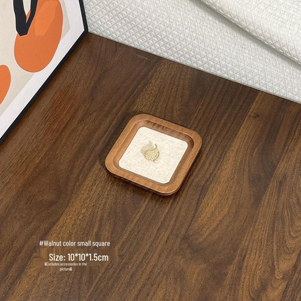 Walnut Jewelry Tray: Pearl Necklace Storage & Linen-Style Display Stand for Props & Photography