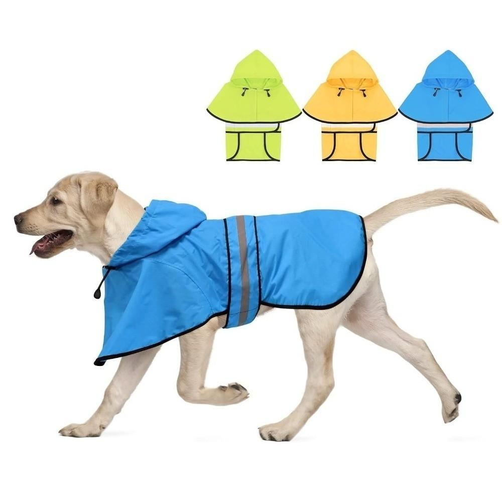 Reflective Strip Dog Rain Cloak High Visibility Pet Fluorescent Clothes Labrador Retriever
