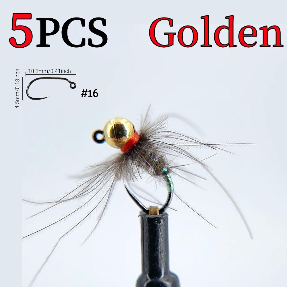 Nimfa Hustler z główką wolframową dla szybkiego tonięcia, pióro CDC, żebrowanie UV, na pstrąga, okonia, wędkarstwo muchowe, rozmiar haczyka 16