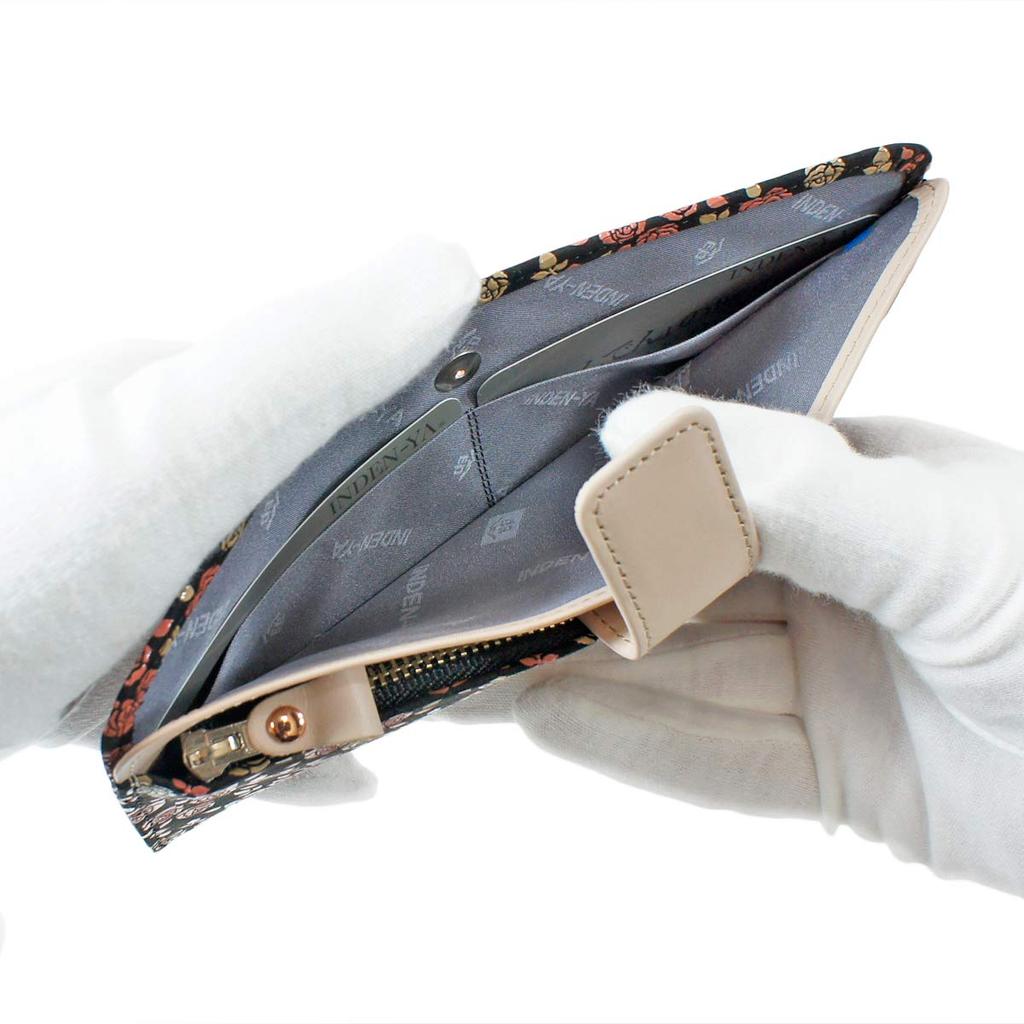 Inden Long Wallet Thin Deerskin Kaguwa Rose Petite Black X White Pink Lacquer 8402 [Indenya]