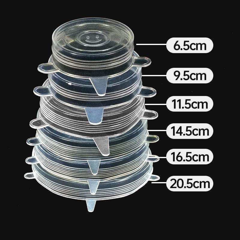 6pcs Silicone Elastic Cover, Universal Silicone Food Packaging Bowl And Pot Cover, Silicone Cover, Cooking Kitchen Accessories