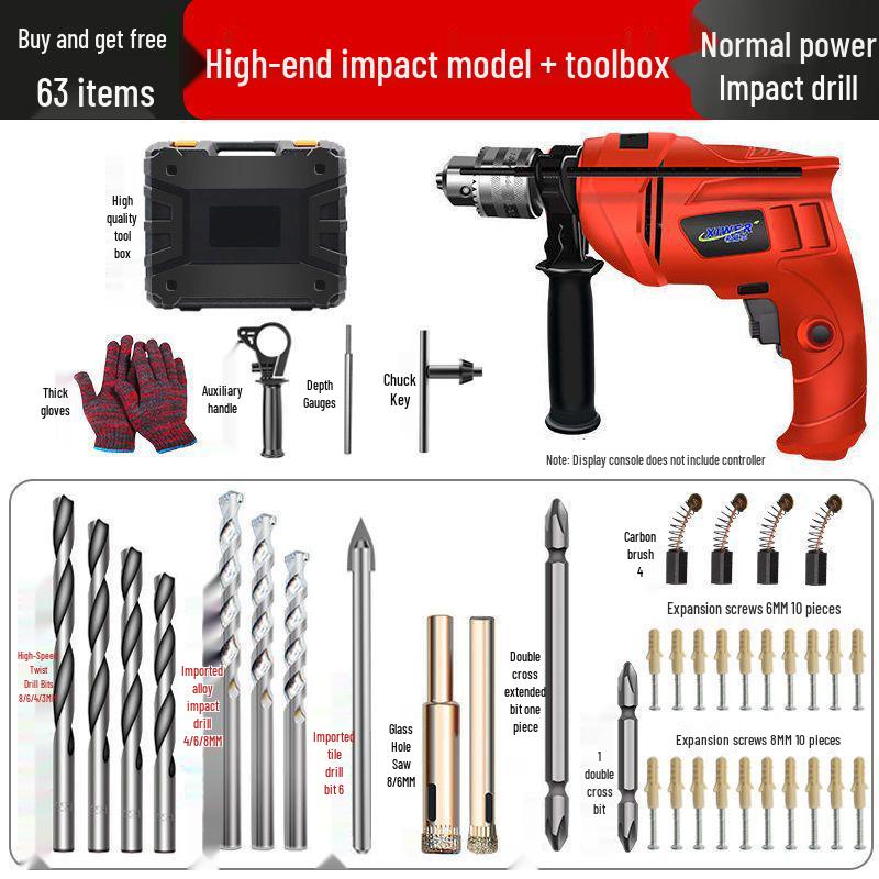 Electric Hand Drill Set with Drill Bits for Woodworking & Household Tasks