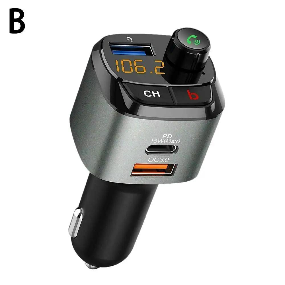 1pcs 5.0 FM Transmitter Is Applicable To Vehicle QC3.0 Fast 18W Type-C PD FM Modulator USB FM Bluetooth Wireless T8Y8