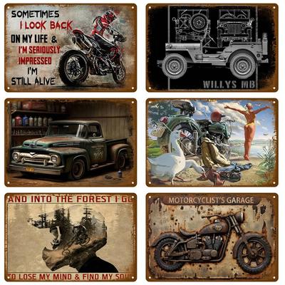 Retro Tin Sign Vintage Metal Signs Plates Posters House Interior Bathroom Wall Art Mural Aesthetic Room Home Decor Decorations