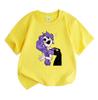 Kids Boys Girls 100% Cotton Short Sleeve Crew Neck T-Shirt, Cute Cartoon Purple Hair Robot Character Print Casual Soft Breathable Summer Tee for Child