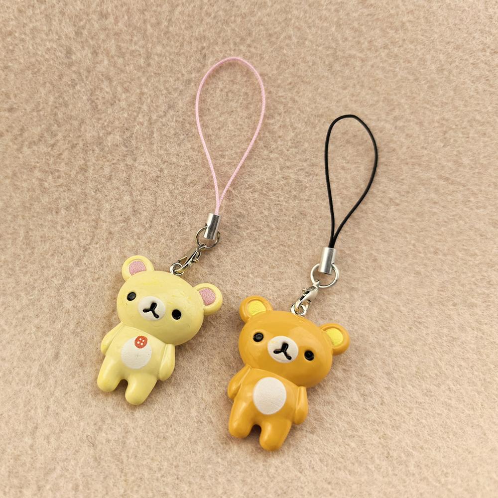 Kawaii Rilakkuma Easy Bear Phone Rope Chain Keyrings Lazybear Doll Keychains Bag Key Pendants Gift